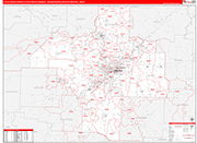 Little Rock-North Little Rock-Conway Metro Area Wall Map Red Line Style
